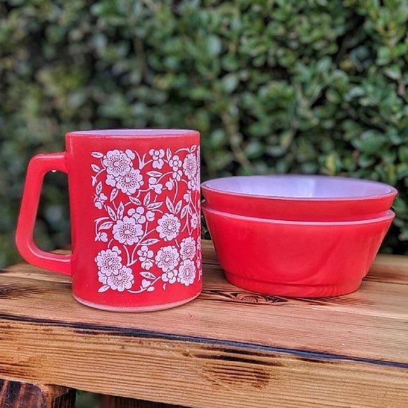 Vintage Red Federal & Fire King Bundle of (3)
